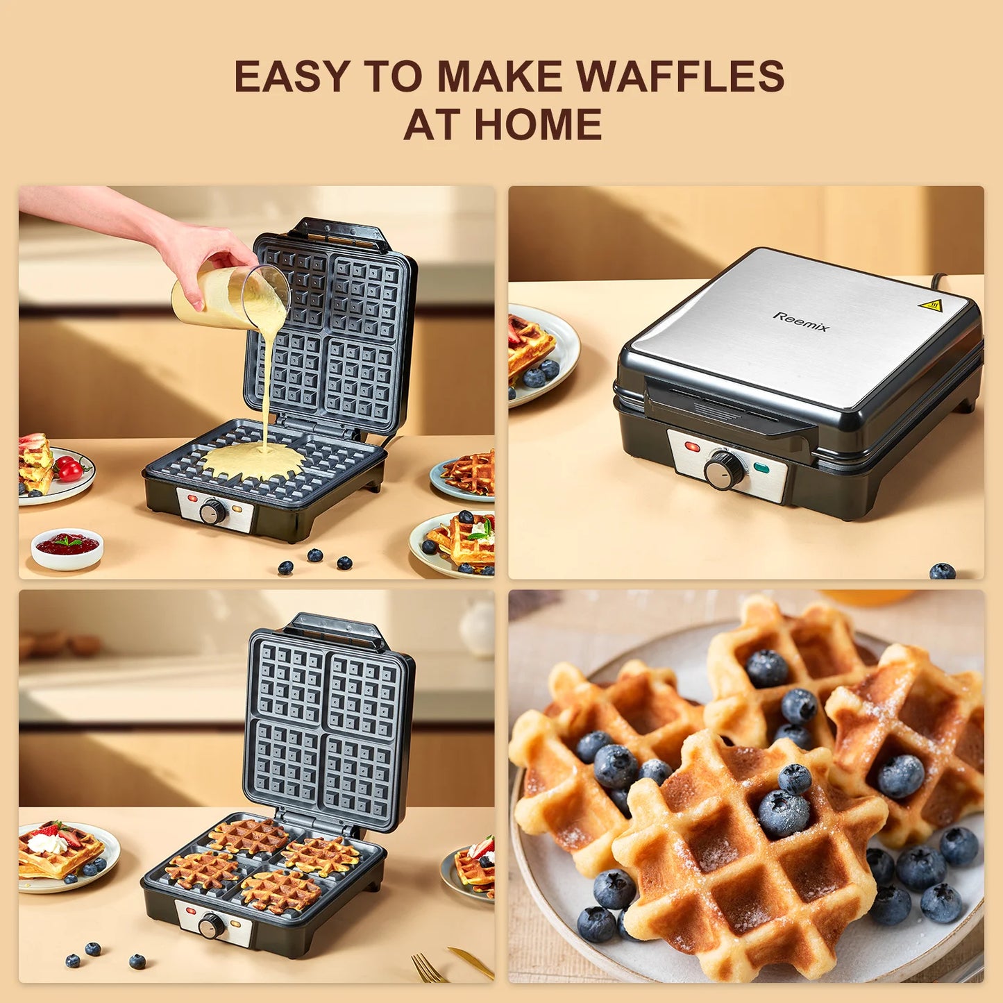 4-Slice Belgian Nonstick  Waffle Maker