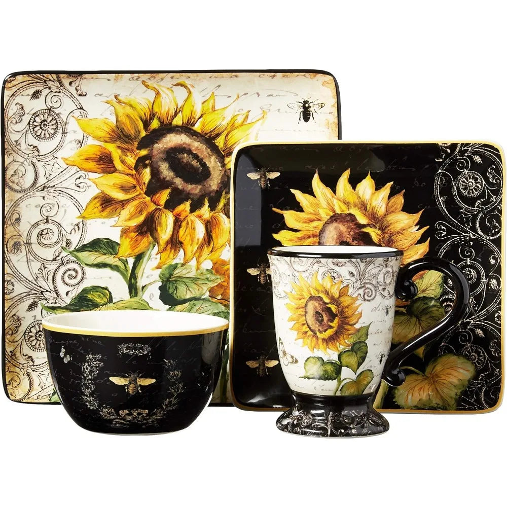 16 Pc. Dinnerware Sunflower