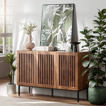 Farmhouse Buffet Cabinet with Metal Base