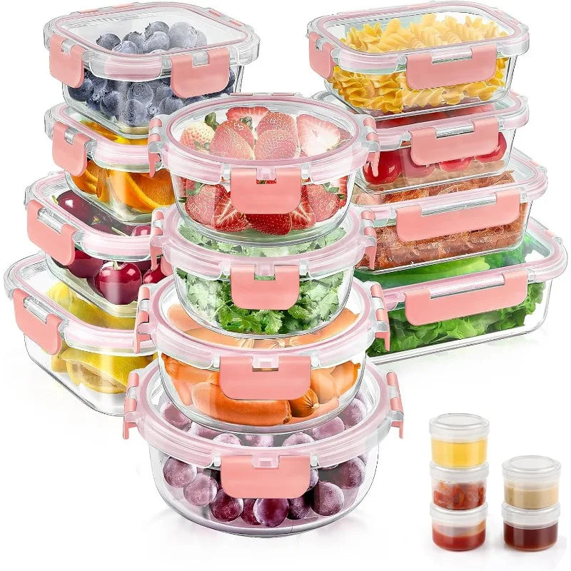 34pcs Glass Food Storage Containers