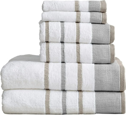 6-Piece Luxury Cotton Striped Towel Set