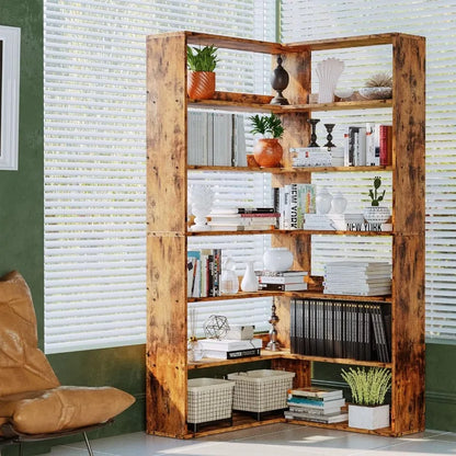 6 Tiers Corner Bookshelf, Storage Shelves