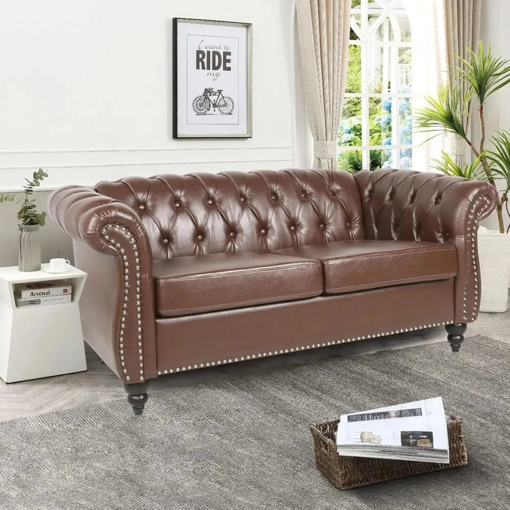 Chesterfield Loveseat Leather, Modern Couch