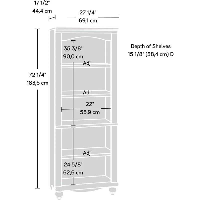 Antiqued White Finish Library/Book Shelf