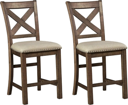 Rustic Farmhouse 24.5" Upholstered Barstool, 2 Count