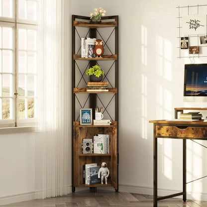 Corner Bookshelf Storage Rack Plant Stand