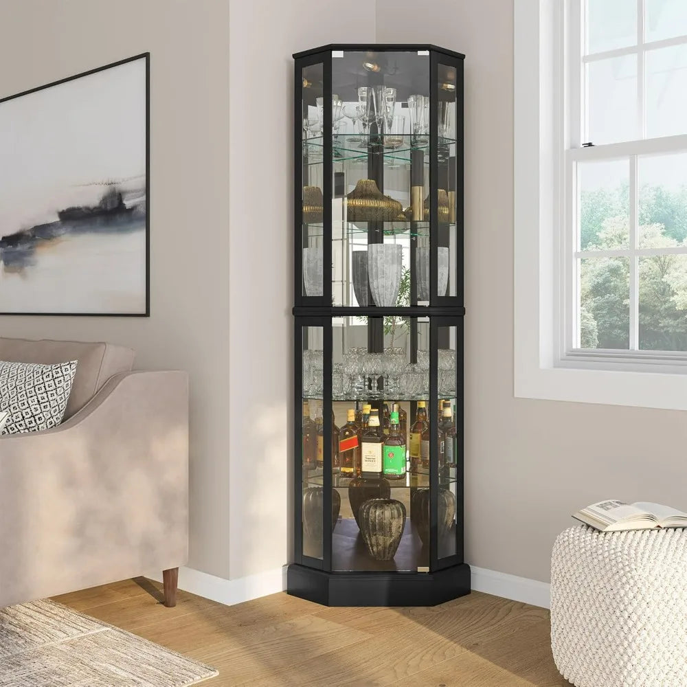 Lighted 3-Side Glass Display Curio Cabinet