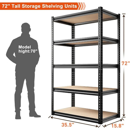 Adjustable 5 Tier Metal Storage Shelving