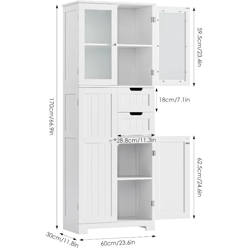 Tall Storage Cabinet, Bathroom Kitchen Pantry