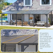 10' x 8' lean to gazebo wall-mounted on patio with durable, waterproof materials.