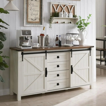 60" Farmhouse Buffet Cabinet w/Sliding Doors