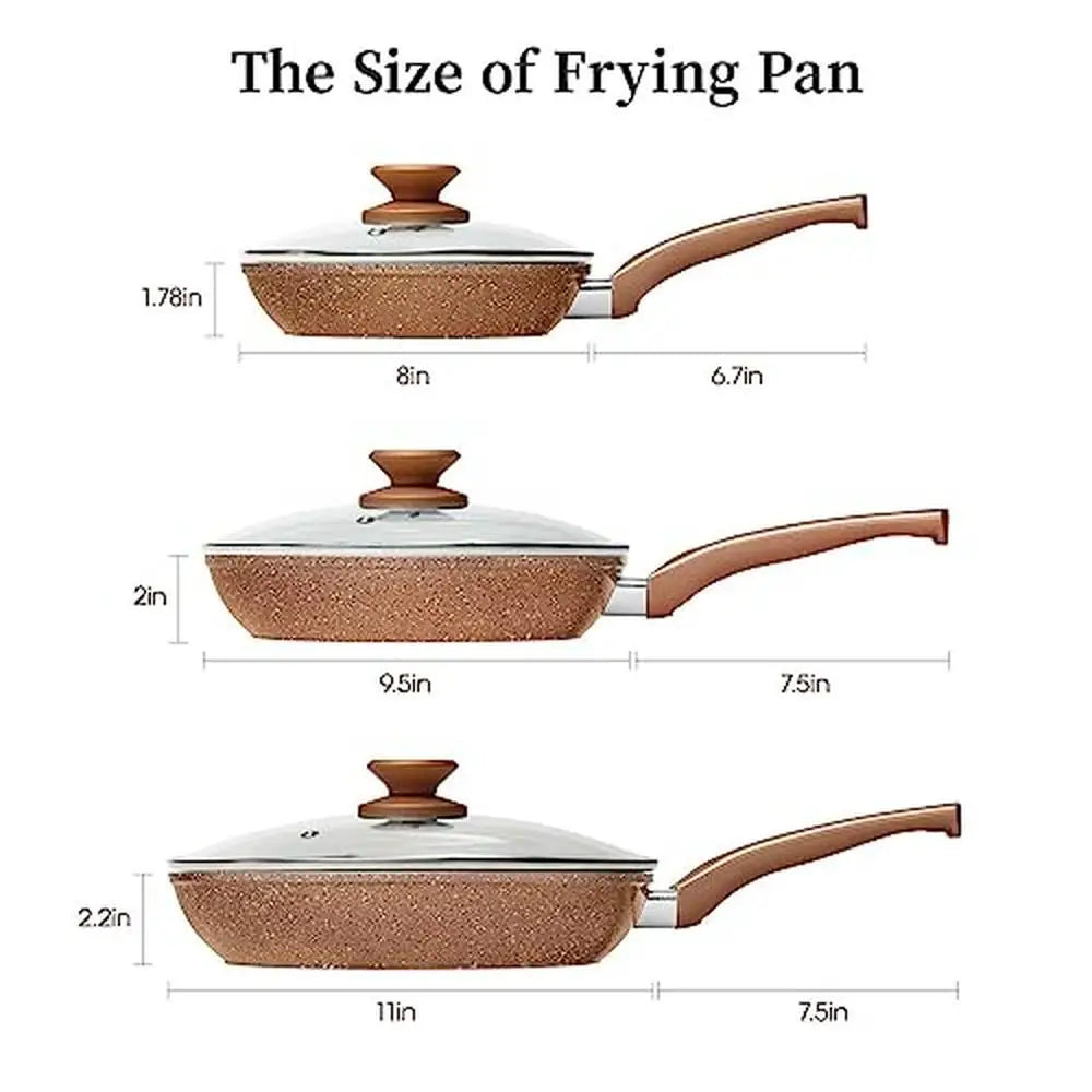 3 Pcs Frying Pan Set Lids