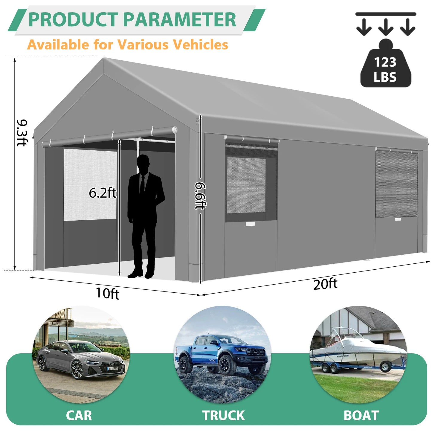 10x20 Carport Heavy Duty Garage