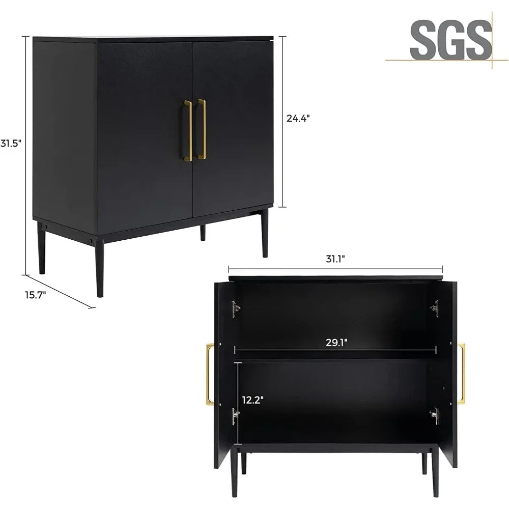 Set of 2 Black Free Standing Cabinets