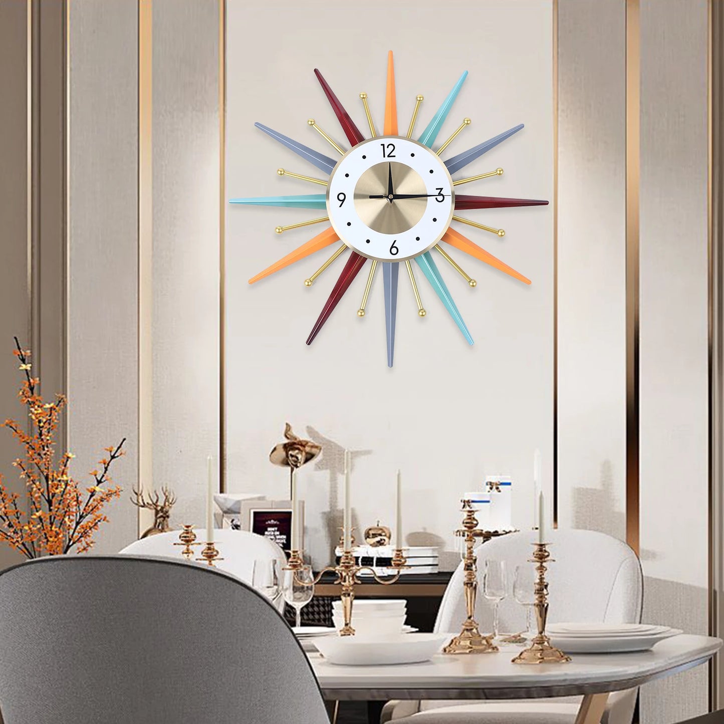 Colorful Modern Wall Clock Starburst