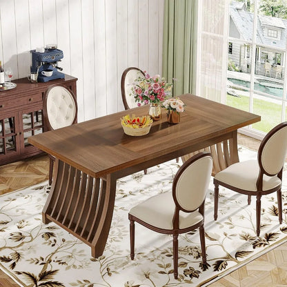 Farmhouse Wooden Table with Heavy-Duty Frame