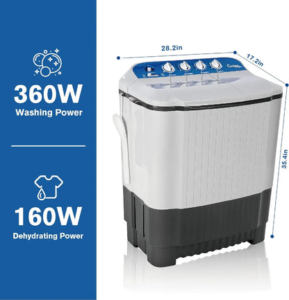 32Lbs Compact Twin Tub Washer and Spin Dryer Semi-automatic Laundry Washer(22Lbs) & Spinner(10Lbs) Combo Timer Control