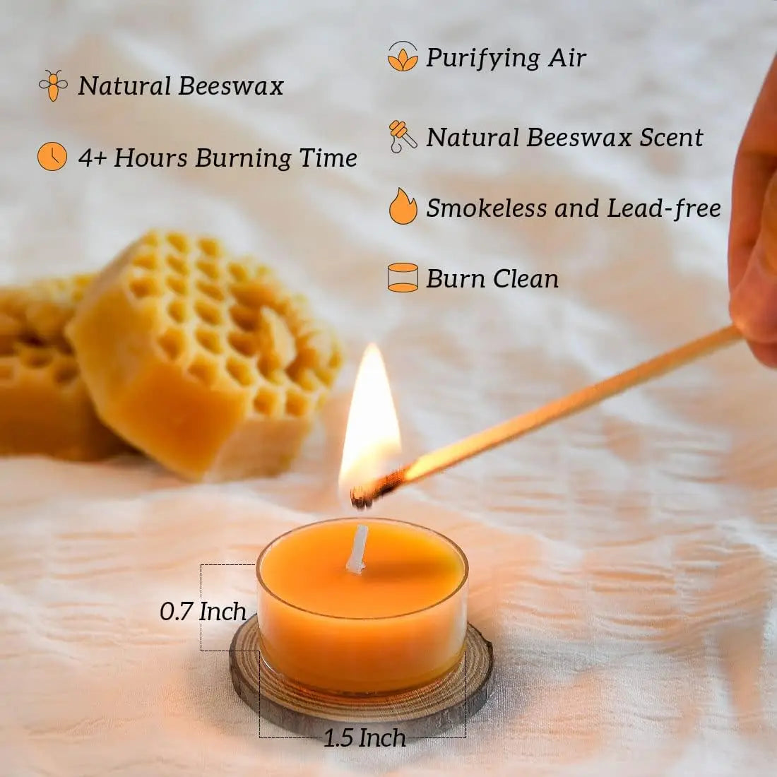 Beeswax Tealight Candles Smokeless Honey Scented