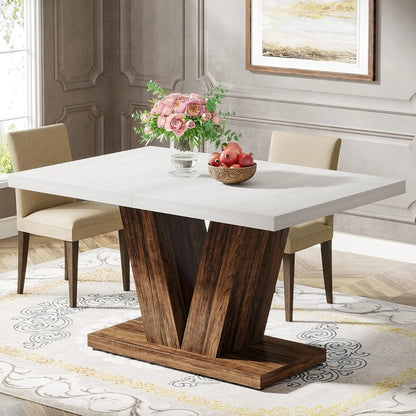 Heavy Duty Pedestal, Farmhouse Dining Table