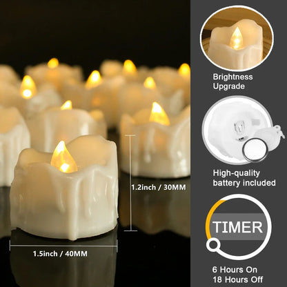 Timer Tea Lights Flameless Flickering