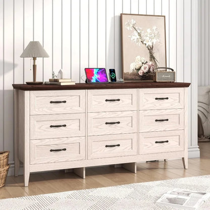 Farmhouse 9 Drawers Dresser, 63`