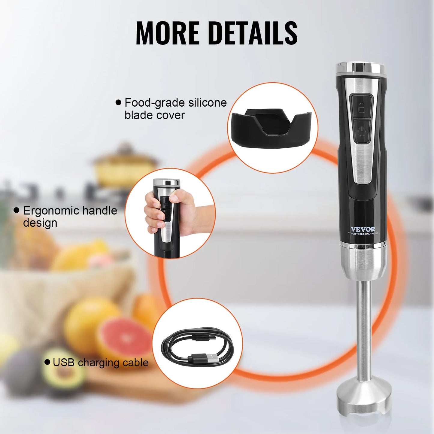 VEVOR 8/12 Speed Immersion Mini  Blender