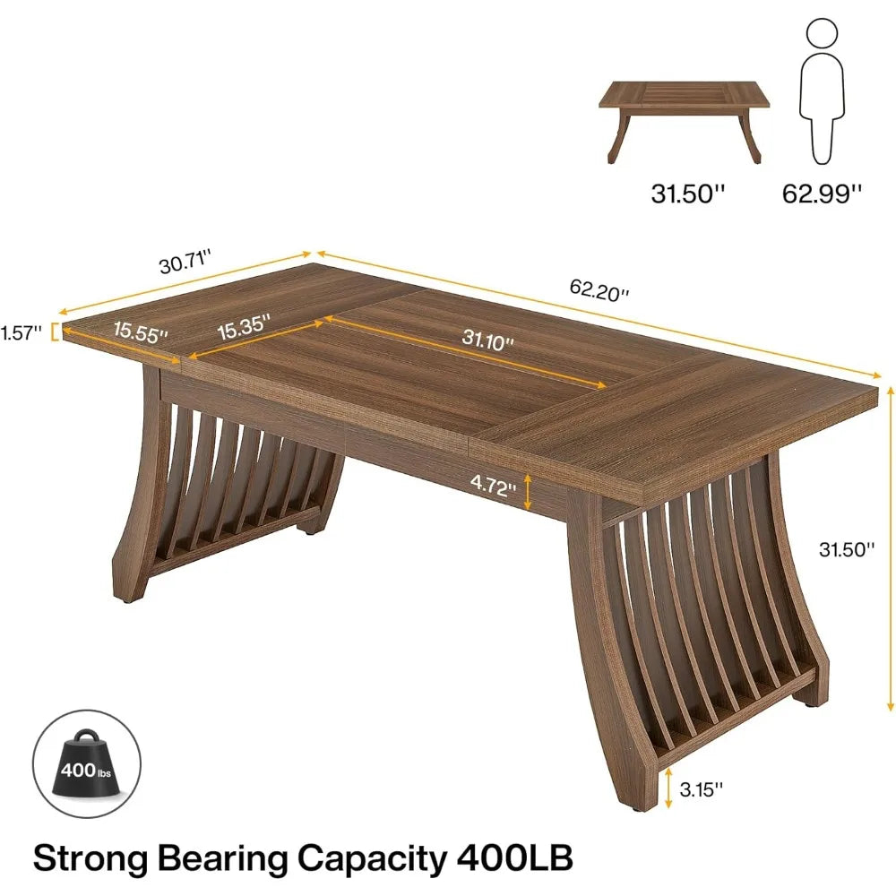 Farmhouse Wooden Table with Heavy-Duty Frame