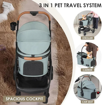 Luxury Pet Stroller for Dogs Under 66lbs