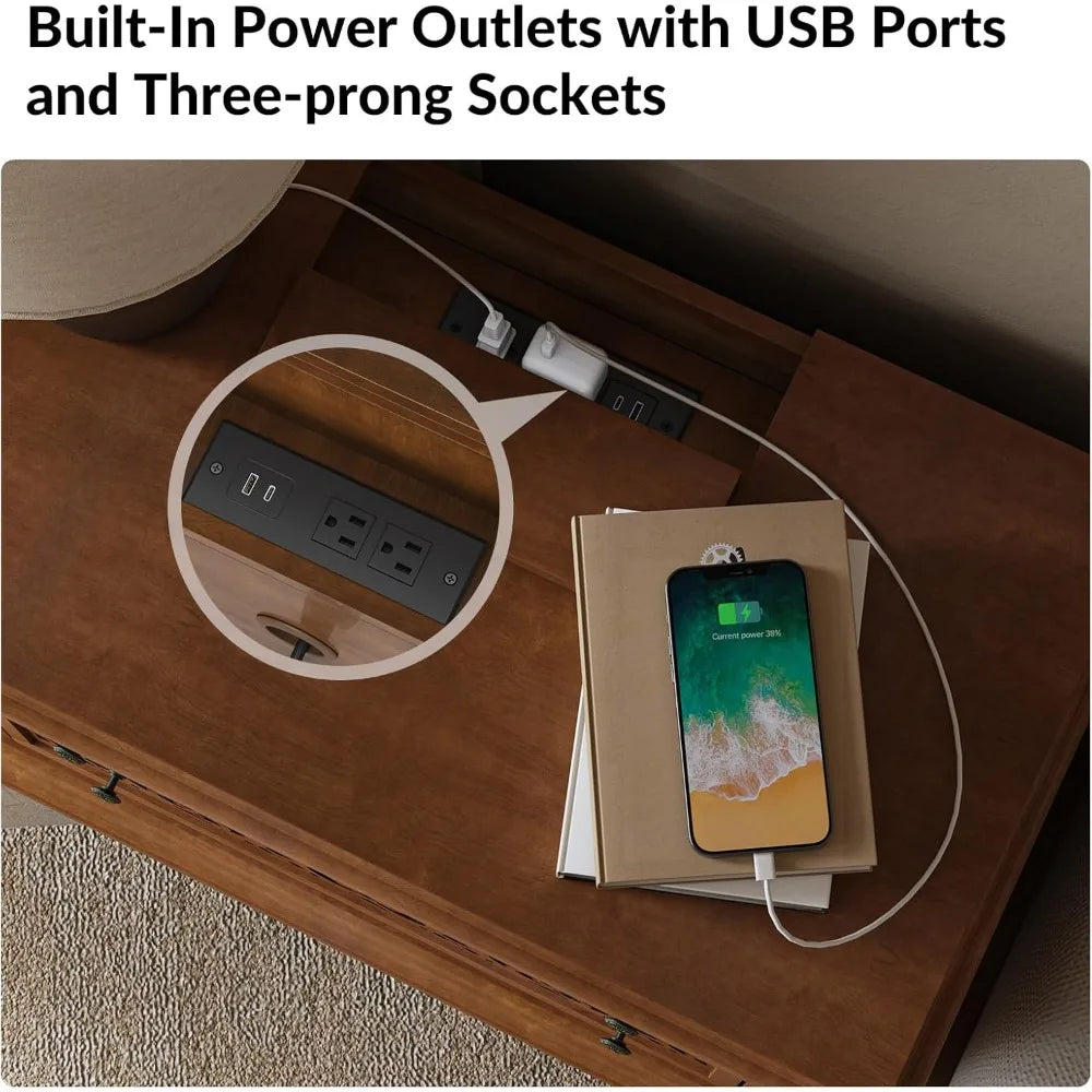 Small Bedside Table  Built-in Outlets