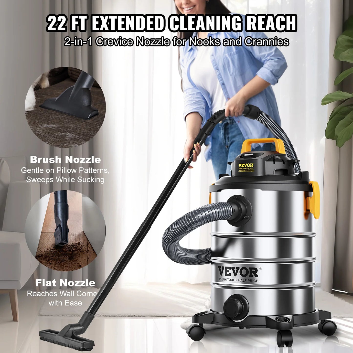 VEVOR Stainless Steel Wet Dry Shop Vacuum