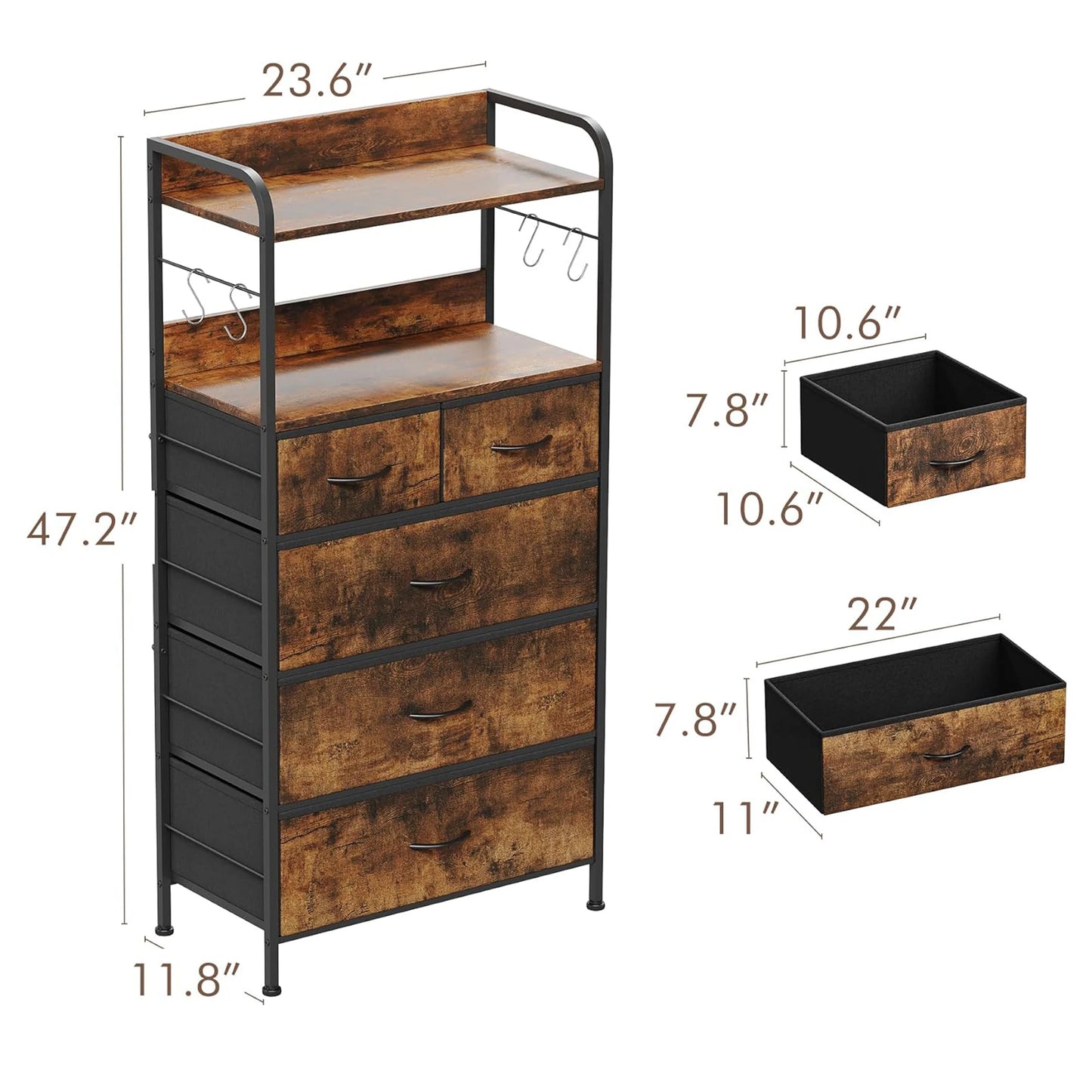 5 Drawers Tall Dresser for Bedroom