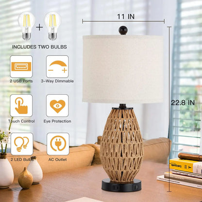 Touch Control Rattan Table Lamps