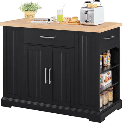 Rolling Kitchen Island Cart with 3 Drawers