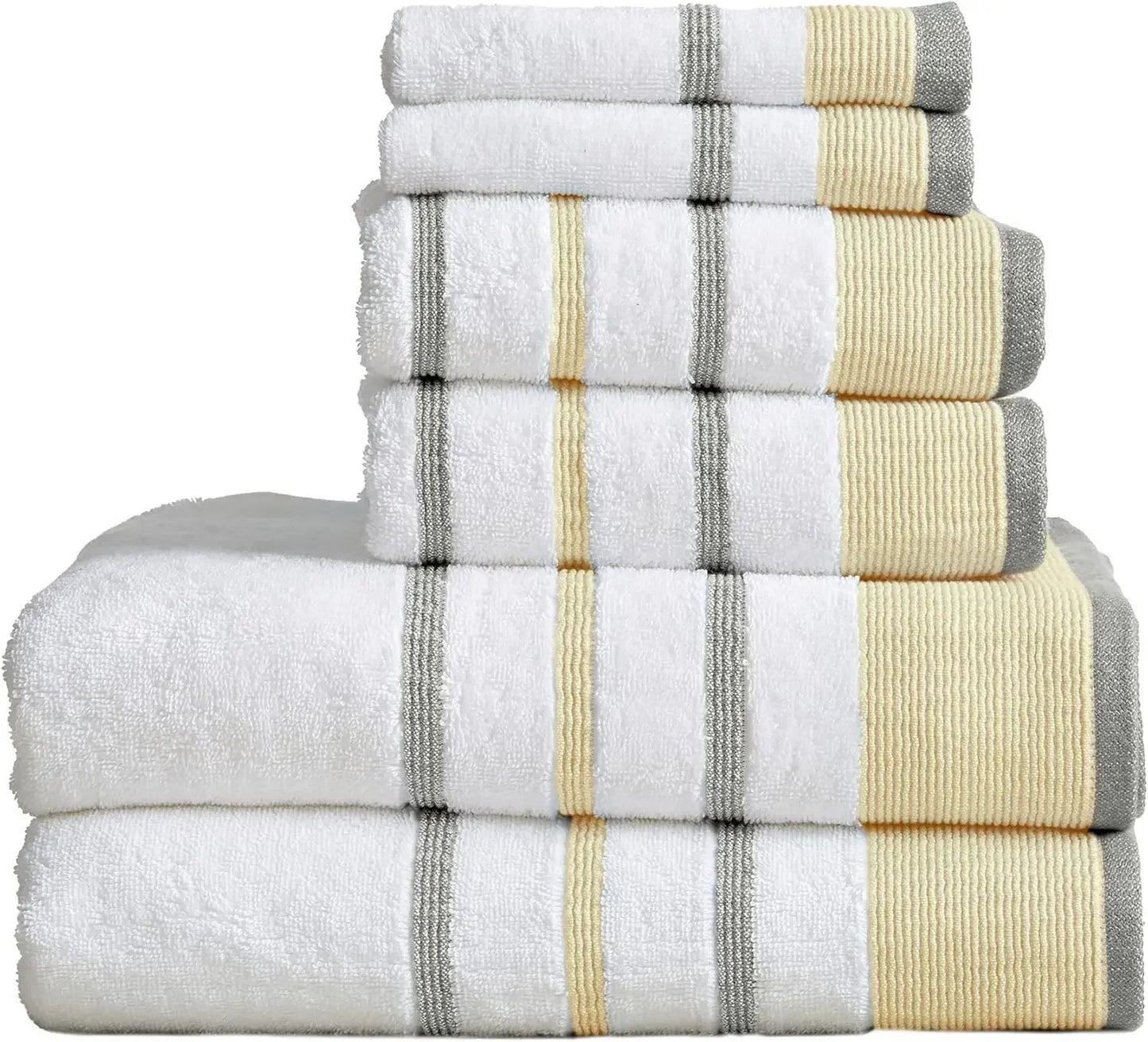 6-Piece Luxury Cotton Striped Towel Set