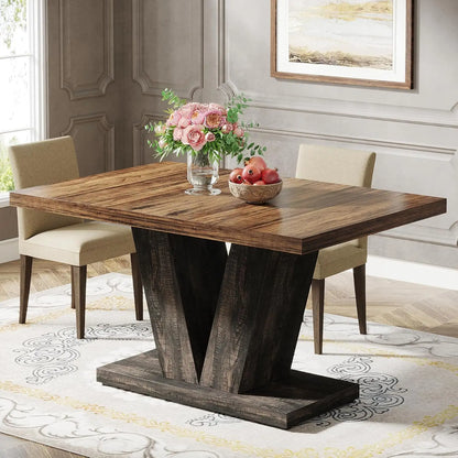 Heavy Duty Pedestal, Farmhouse Dining Table