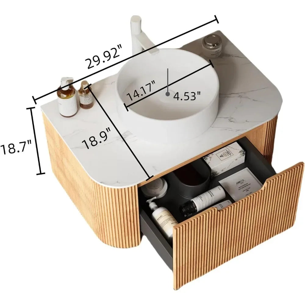 24" Modern Bathroom Floating Vanity with Sink,