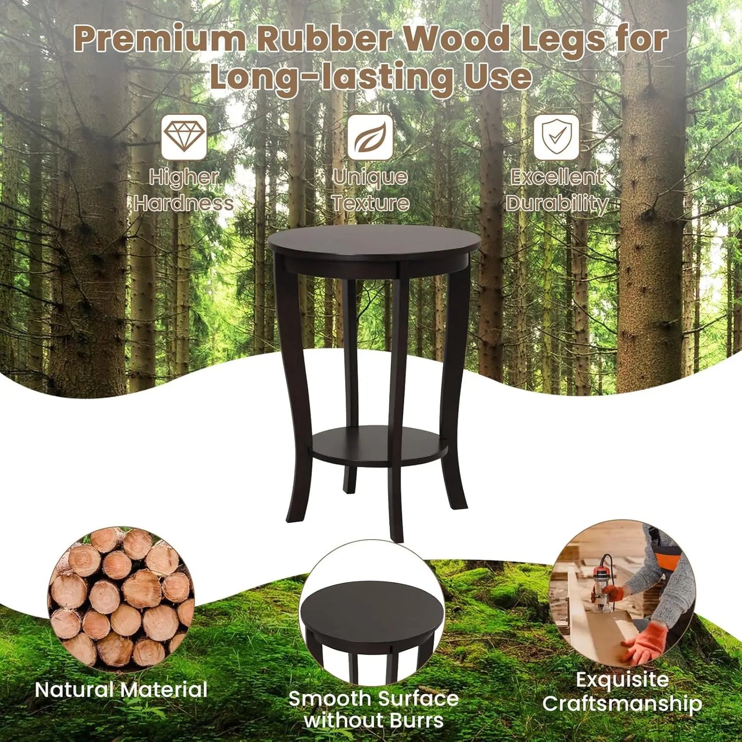 2-Tier Round End Table Set