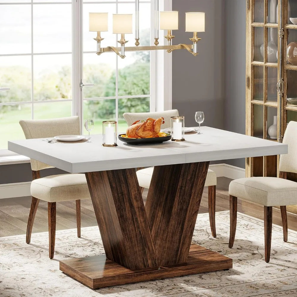 Heavy Duty Pedestal, Farmhouse Dining Table