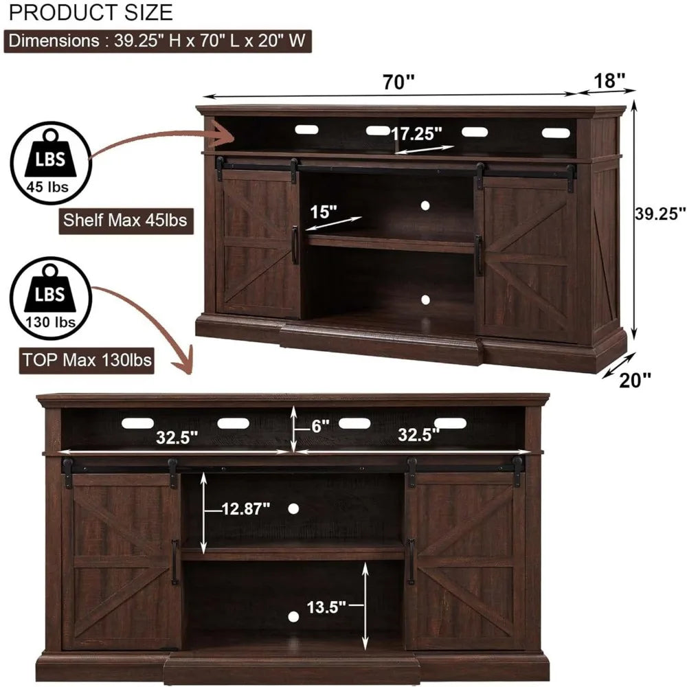 Farmhouse Entertainment Center w/Storage Cabinets