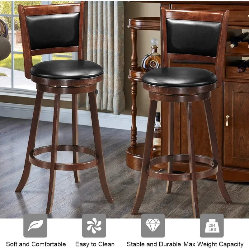 Bar Stools Set of 2, Swivel,  Bar Height