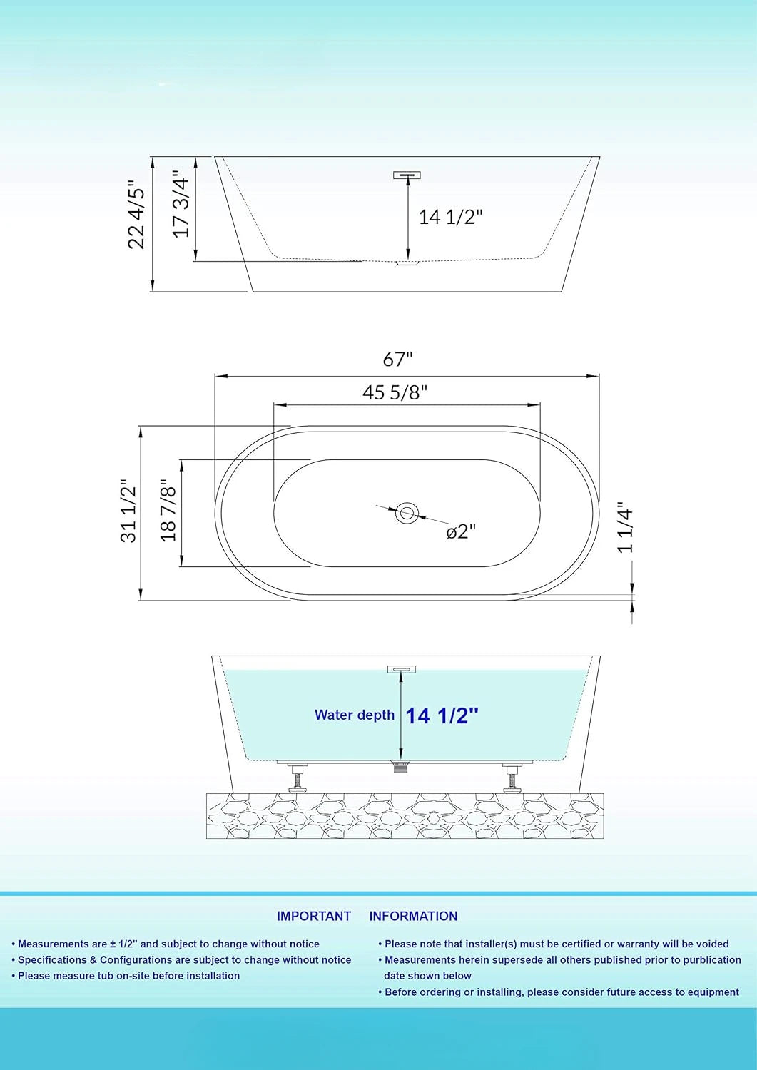 Freestanding  Contemporary Soaking  Tub