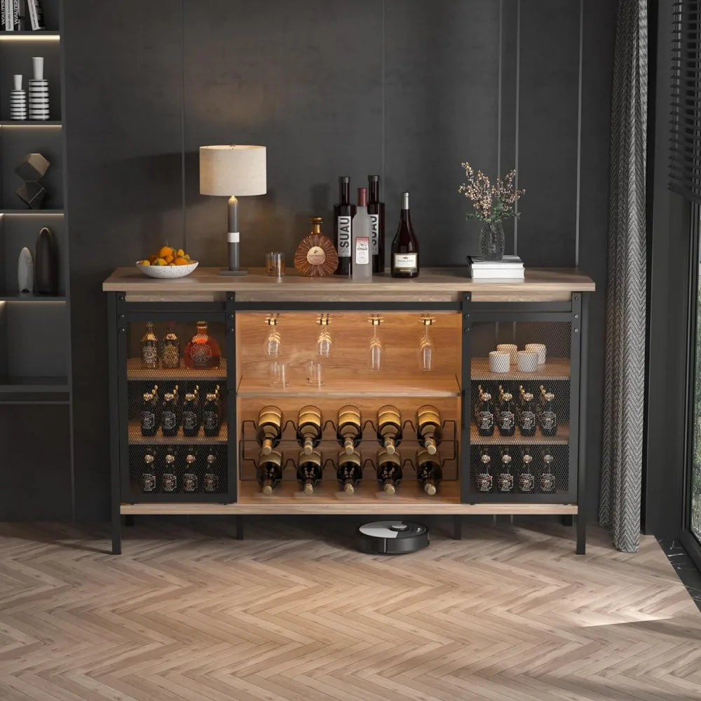 Farmhouse Bar  with Wine Rack/Dark R