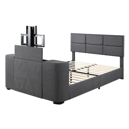 Modern Queen Upholstery TV Platform Bed