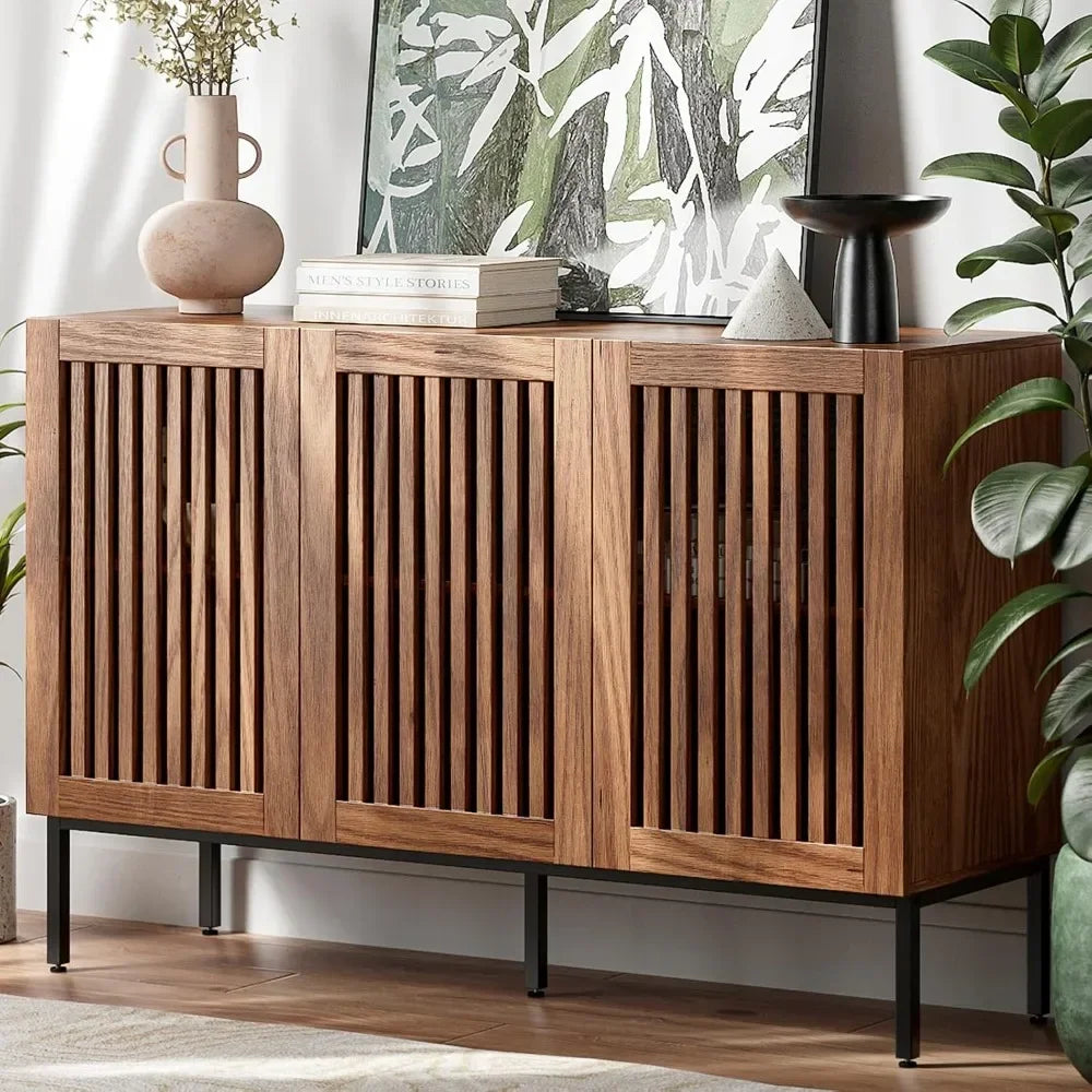 Farmhouse Buffet Cabinet with Metal Base