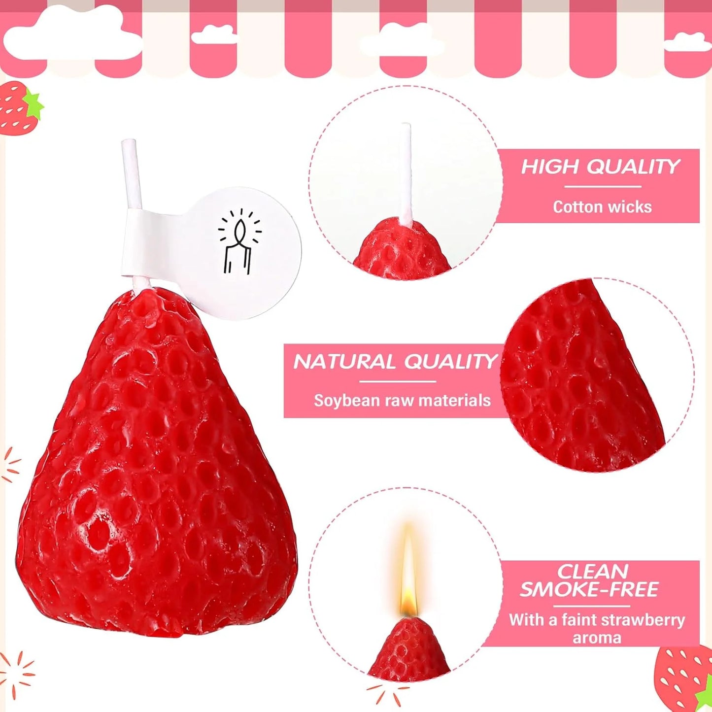 Set of 12 Strawberry Shaped Scented Candle