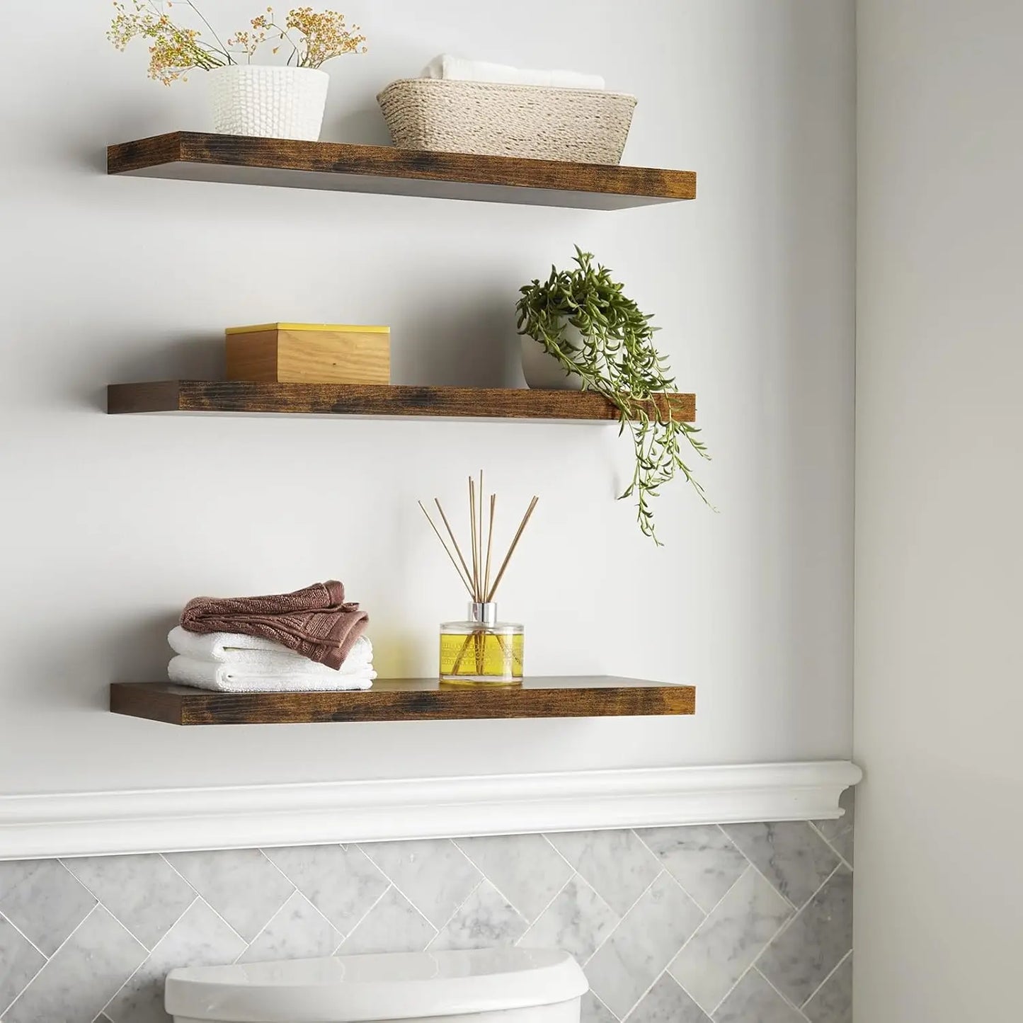 Wall Mounted Rustic Floating Wood Shelves