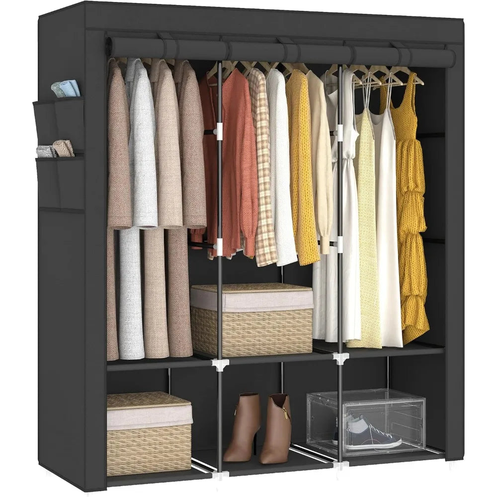 Portable Closet Wardrobe for Hanging Clothes,