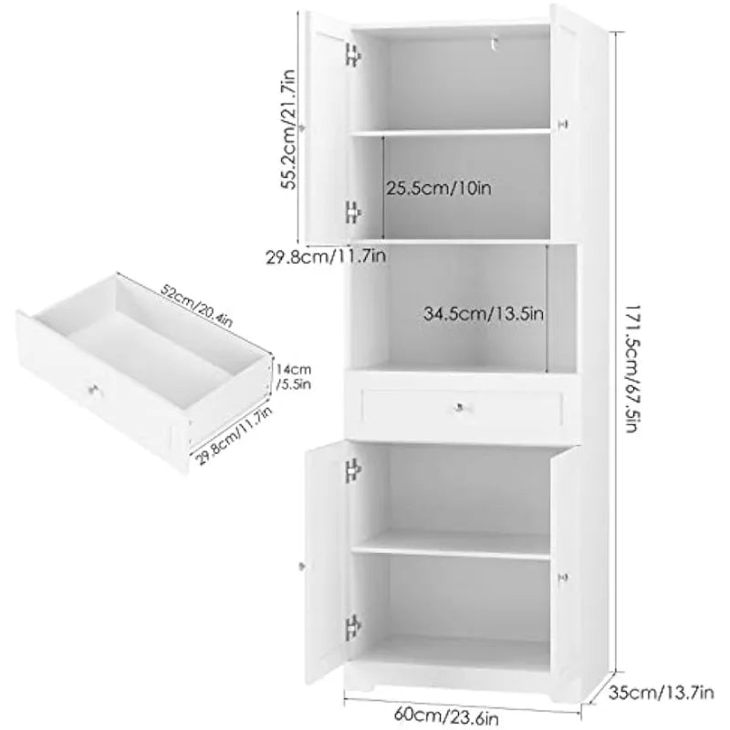 Tall Bathroom Storage Cabinets 4 Doors