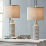24-inch Farmhouse Traditional Table Lamp Set of 2 with USB charging and touch control.