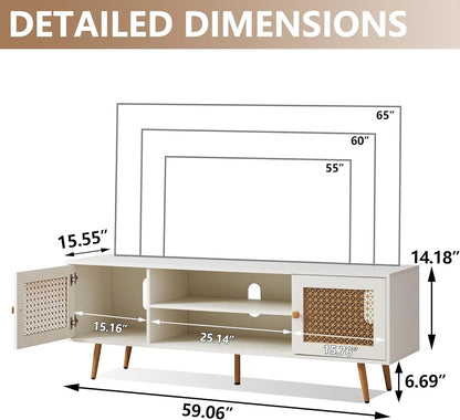 Antique White Media Console Wood